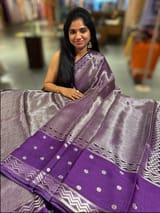 Brinjal Orange Banarasi Brocade Silk Saree SS5078