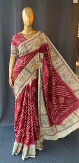 Maroon Pure Handloom Tussar Saree