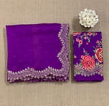 Purple Pure Organza Handwork Saree with heavy Designer Blouse SS50598
