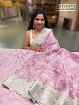 Lilac Pink Designer Tissue with embroidery