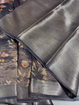 Midnight Blue Printed Banarasi Cotton Tissue SS50561