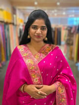 Fuschia Pink Raw Silk Saree with Pythani inspired Embroidery