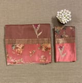 Dark Onion Pink Tussar Dhupion Saree with Floral printed mashru borders SS50462