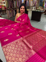 Pink Borderless Poona Silk Saree
