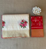 Ivory Kanchi Soft Silk Saree with embroidery SS50129