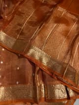 Rust Orange Banarasi handloom tissue saree