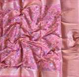 Coral Pink Banarasi Chiniya Silk 3-pc Suit set : SS62J03