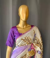 Pure silk Saree with hand paint