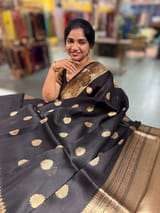Black Premium Kora Banarasi Saree with heavy weaving  Border