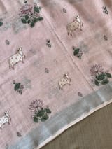 Pure Lenin Saree with pichwai embroidery