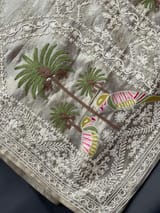 Silver Tissue Brocade Kanjeevaram with embroidery D62F038