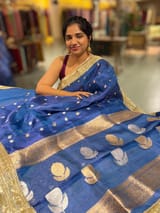 Peacock Blue Pure handloom Banarasi Tissue saree SS50427