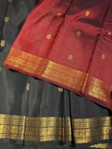 Darkest Green Vintage Kanchi small border saree SS50171