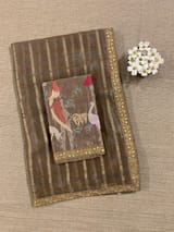 Antique Brown Banarasi Tissue checks Saree with Sabyasachi Borders SS50439