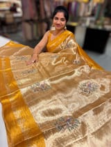 Mustard Banarasi Brocade Tissue with embroidery