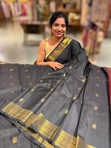 Darkest Green Vintage Kanchi small border saree SS50171