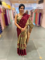 Kora tissue Saree with petite Point embroidery : S62101