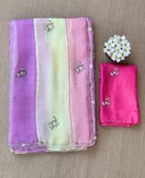 Multi colour Georgette Saree with handwork