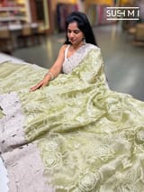 Apple green  Designer Tissue with embroidery