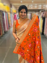 Lilacish pink & Orange Combo Banarasi Tissue Brocade saree SS50219