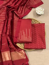 Brick Red Banarasi Handloom Chiniya Silk 3-pc Suit Set SS50588
