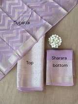 Lilac Banarasi Mul Silk Brocade 3-pc Sharara Suit set : SS62J15