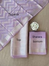 Lilac Banarasi Mul Silk Brocade 3-pc Sharara Suit set : SS62J15
