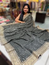 Black Georgette Sequence saree with sabhyasachi borders and printed blouse SS50511