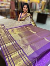English Grey Vintage kanchi checks  saree SS50159