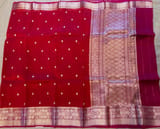 Red with pink Combo Pure Handloom premium Kora Banarasi Saree