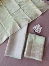 Mint Green Banarasi Mul Silk Brocade 3-pc Sharara Suit set : SS62J11