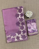 Lilac Organza Saree with Stunning Leaf Embroidered Border SS50315