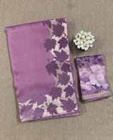 Lilac Organza Saree with Stunning Leaf Embroidered Border SS50315