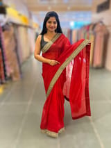 Red Organza with sabyasachi borders SS50276