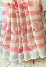 Floral printed handloom lenin saree