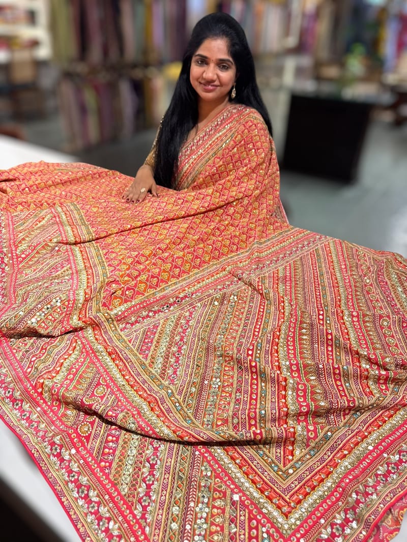 Designer Printed Crepe Silk Saree