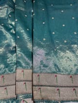 Teal Tissue Saree with pythani inspired muniya borders SS50544