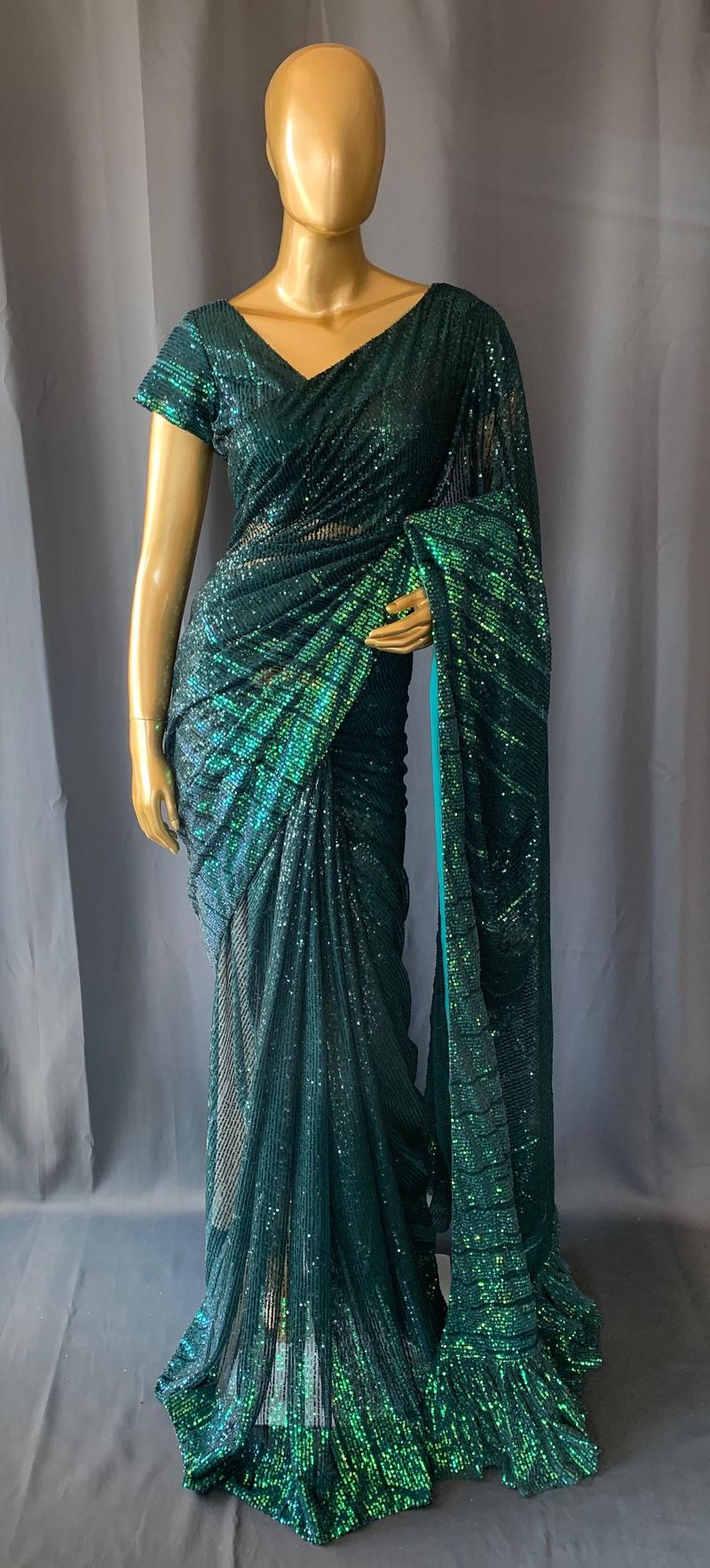 Georgette sequence saree with stitched blouses