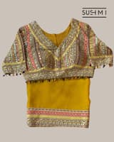 Mustard DesignerOrganza saree