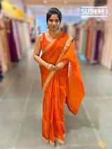 Rust Orange Organza Saree with sabhyasachi borders S62115