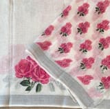 Floral printed handloom lenin saree
