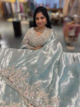 Pastel Blue tissue saree with heavy handwork SS50244