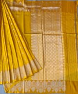 Yellow Poona Silk Saree with heavy weaving open Mashru border