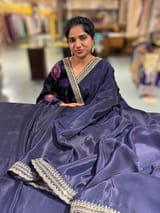 Midnight Blue  crepe Silk Saree