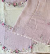 Ombre Dyed Floral Printed Pure Linen Saree