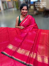 Rani Pink Vaira Oosi Checks Vintage kanjeevaram Saree
