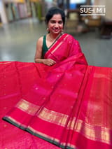 Rani Pink Vaira Oosi Checks Vintage kanjeevaram Saree