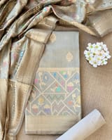 Earthy Tone Banarasi Chiniya Silk 3-pc Suit set : SS62J18
