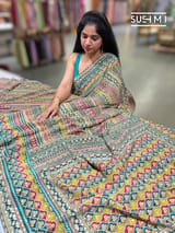 Printed crepe silk with allover sequnce : S62F129