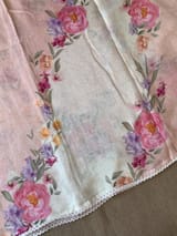 Floral printed handloom lenin saree